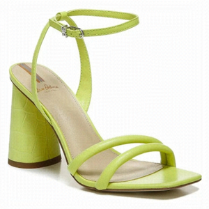SAM Edelman Bnwot "Kia" Ankle Strap Block Heel Lime Green Women New